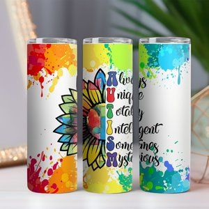 Autism Rainbow 20 oz Tumbler w/ Dual Lids